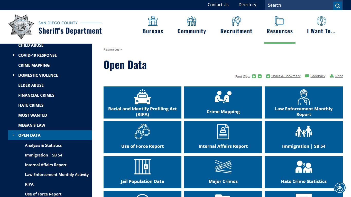 Open Data | San Diego County Sheriff